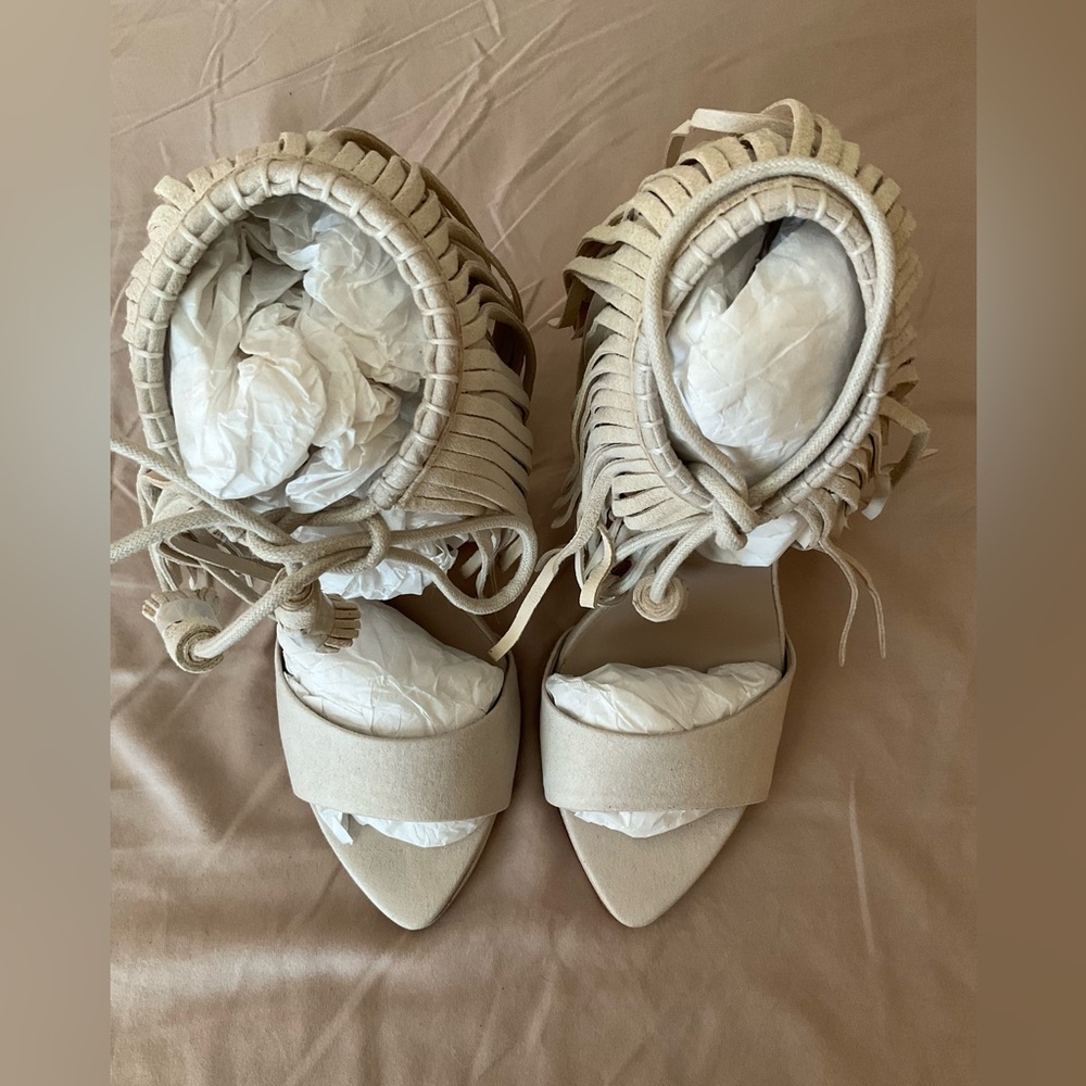 NWT Zara Fringed Heels - Picture 4 of 6